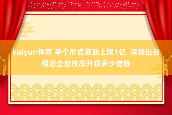 kaiyun体育 单个形式资助上限1亿  深圳出台相沿企业技改升级多少措施