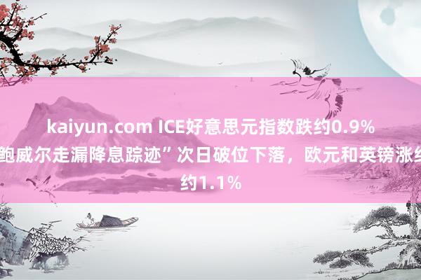 kaiyun.com ICE好意思元指数跌约0.9%，在“鲍威尔走漏降息踪迹”次日破位下落，欧元和英镑涨约1.1%