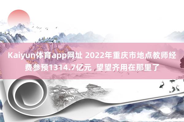 Kaiyun体育app网址 2022年重庆市地点教师经费参预1314.7亿元  望望齐用在那里了