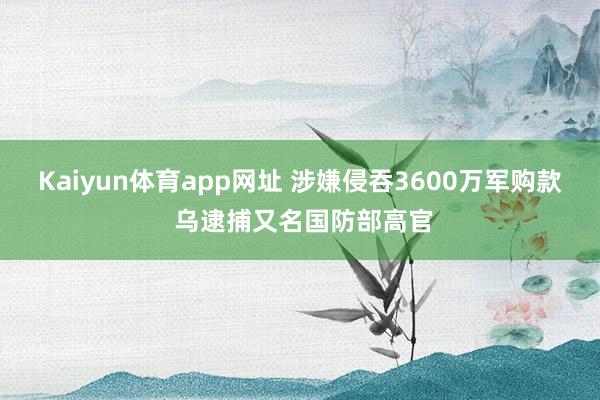 Kaiyun体育app网址 涉嫌侵吞3600万军购款 乌逮捕又名国防部高官