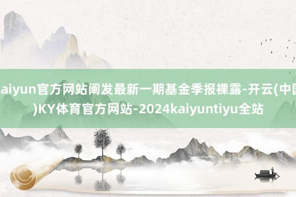 kaiyun官方网站阐发最新一期基金季报裸露-开云(中国)KY体育官方网站-2024kaiyuntiyu全站