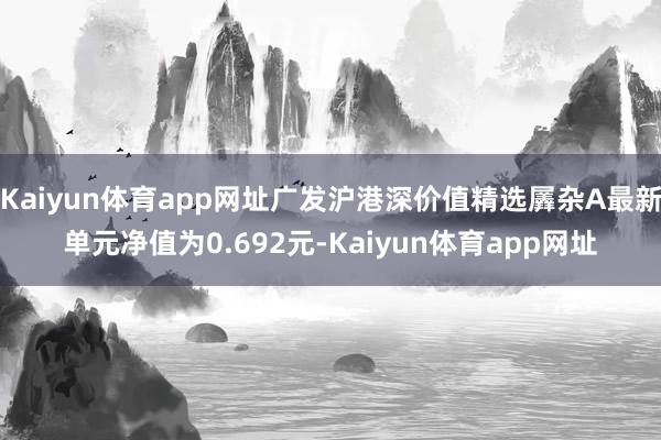 Kaiyun体育app网址广发沪港深价值精选羼杂A最新单元净值为0.692元-Kaiyun体育app网址