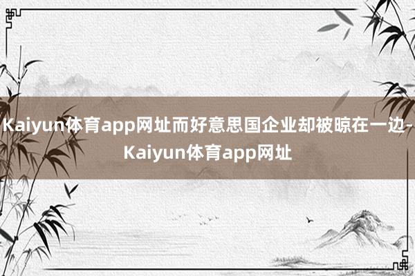 Kaiyun体育app网址而好意思国企业却被晾在一边-Kaiyun体育app网址