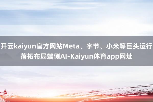 开云kaiyun官方网站Meta、字节、小米等巨头运行落拓布局端侧AI-Kaiyun体育app网址