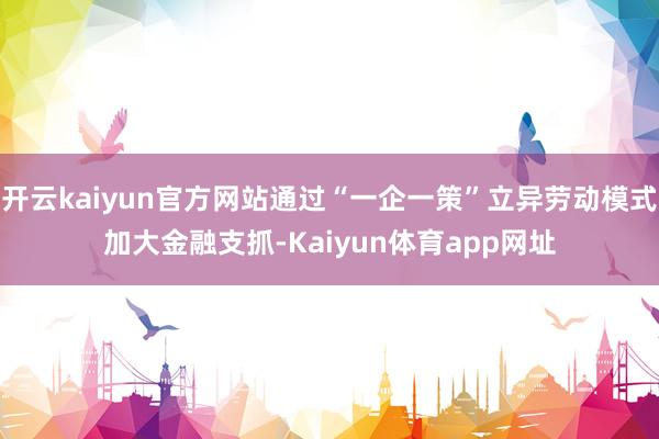 开云kaiyun官方网站通过“一企一策”立异劳动模式加大金融支抓-Kaiyun体育app网址