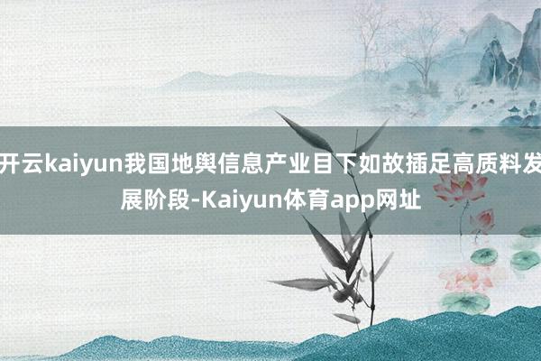 开云kaiyun我国地舆信息产业目下如故插足高质料发展阶段-Kaiyun体育app网址